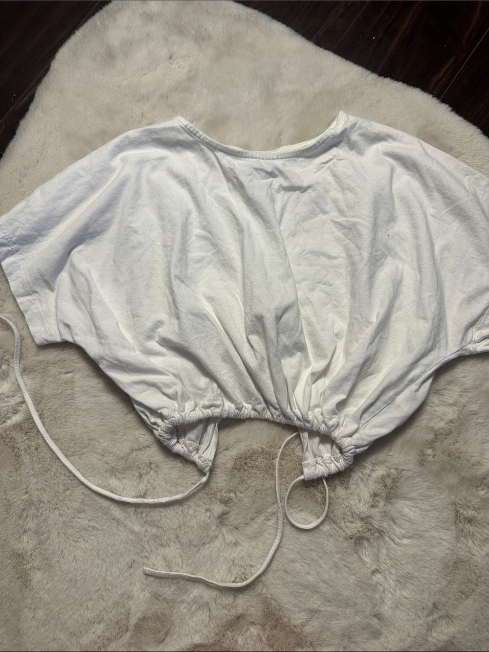 Topshop White Cropped Drawstring Tee